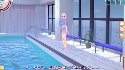 Красивая 3D блондинка играется с членом парня возле бассейна